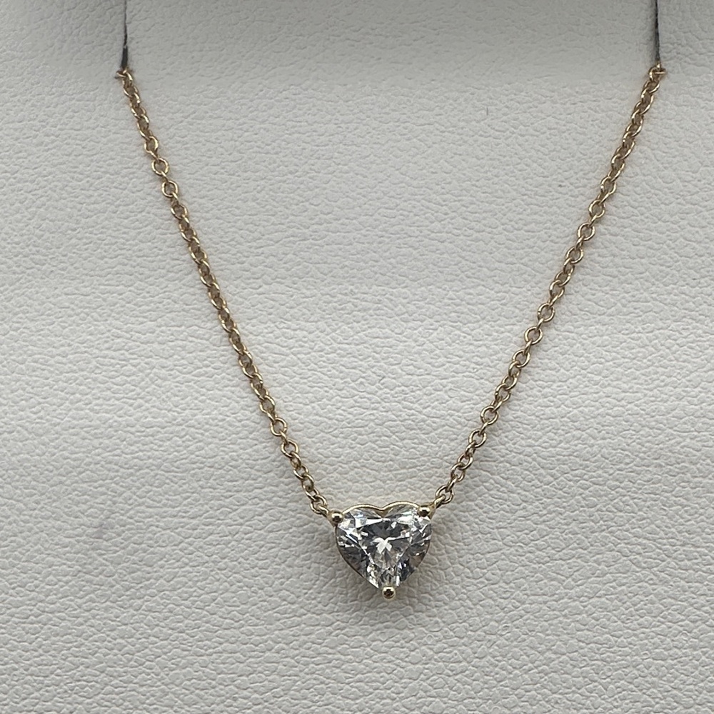 Badgley Mischka14k Gold Heart Pendant Necklace with lab created diamond
